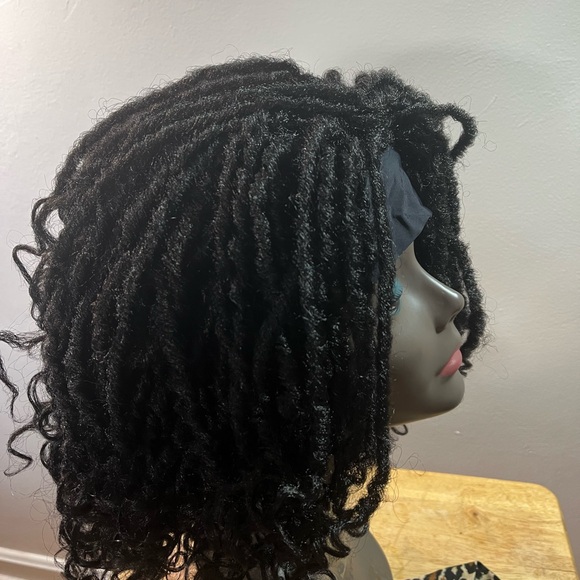 Wigner Short Dreadlock Headband Wig.  Color: 1B - Picture 7 of 11
